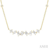 1 1/10 Ctw Mixed Diamond Cut Fashion Station Necklace in 14K Yellow Gold